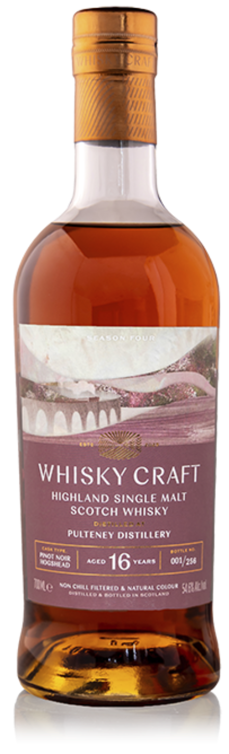 Whisky Craft bottle with a scenic label on a white background